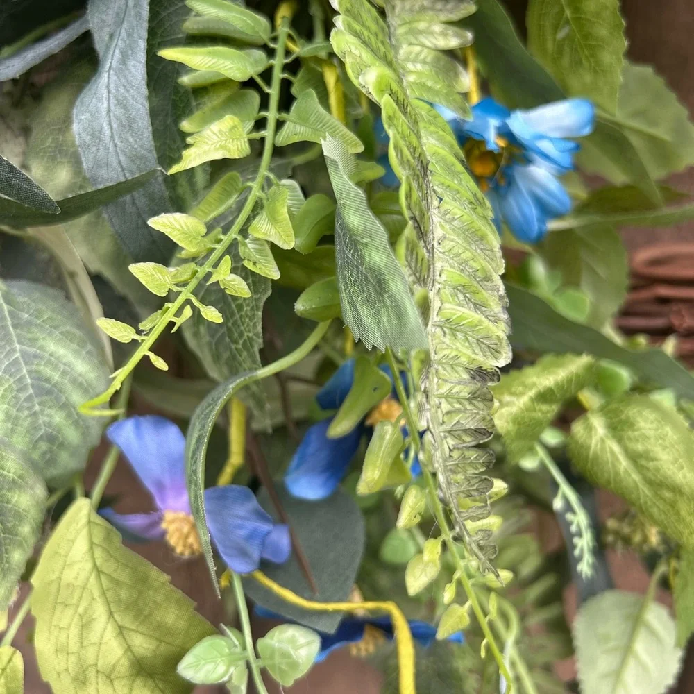 Elegant Green and Blue Floral Wreath for your front door, porch - Picture 4 of 8